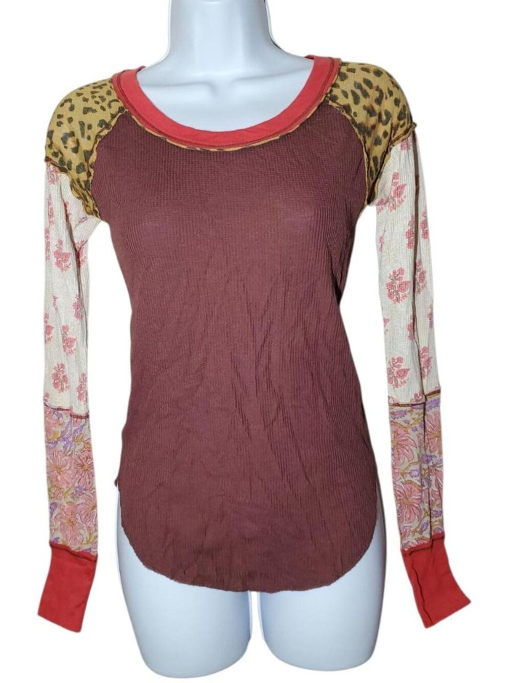Free People Multi-colored long sleeve top with